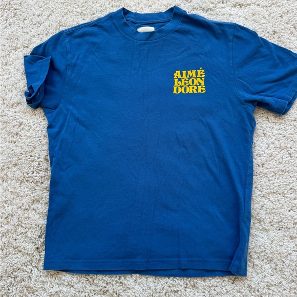 Aime Leon Dore Blue Tee with Yellow Logo - Picture 1 of 4